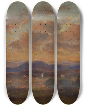 Triptych art skateboard deck of Jasper Francis Cropsey Untitled by Jasper Francis Cropsey (1823-1900)