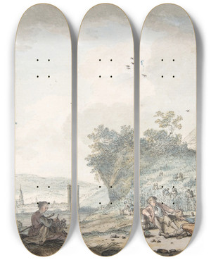 Triptych art skateboard deck of Hendrik Meijer October by Hendrik Meijer (1744-1793)