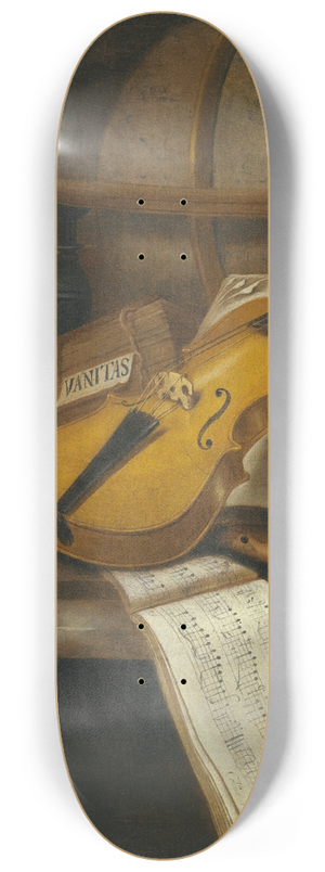 Edwaert Collier - A Vanitas Still Life With A Violin, A Recorder And A Score Of Music On A Marble Table-Top 8.25 inch art skate deck