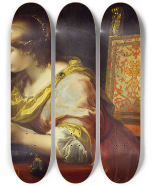Triptych art skateboard deck of Onorio Marinari Saint Catherine Of Alexandria by Onorio Marinari (1627-1715)