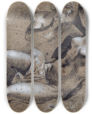 Triptych art skateboard deck of Jonas Umbach Cupid And Psyche by Jonas Umbach (1624-1700)