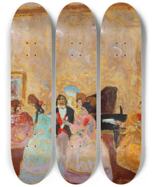 Triptych art skateboard deck of Pedro Figari Tertulia by Pedro Figari (1861-1938)
