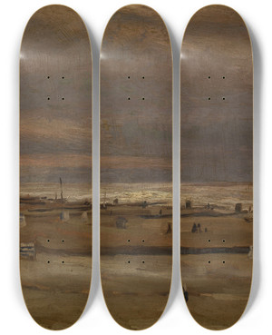 Triptych art skateboard deck of Flicien Rops The Beach by Felicien Rops (1833-1898)