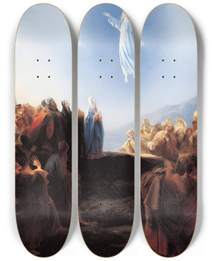 Triptych art skateboard deck of Domingos Sequeira The Ascension by Domingos Sequeira (1768-1837)