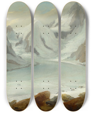 Triptych art skateboard deck of Caspar Wolf Finsteraargletscher Mit Blick Auf Das Finsteraarhorn by Caspar Wolf (1735-1783)