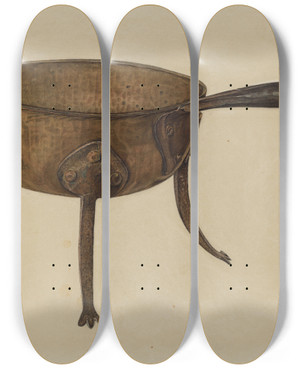 Triptych art skateboard deck of Nicholas Acampora Pan by Nicholas Acampora