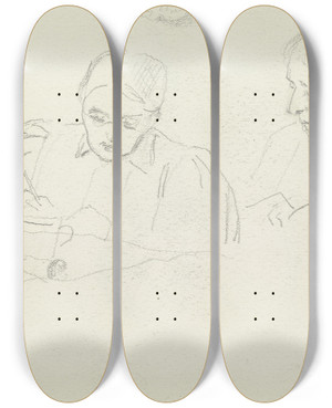 Triptych art skateboard deck of Otto Scholderer Luise Scholderer_2 by Otto Scholderer (1834-1902)