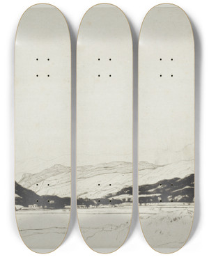 Triptych art skateboard deck of David Young Cameron Balquhidder by David Young Cameron (1865-1945)