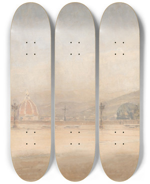 Triptych art skateboard deck of Karl Schou Piazzale Michelangelo Near Florence by Karl Schou (1870-1938)