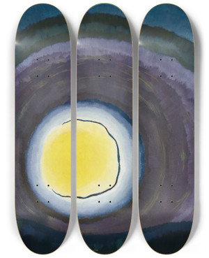 Triptych art skateboard deck of Arthur Dove Sunrise Iii by Arthur Dove (1880-1946)