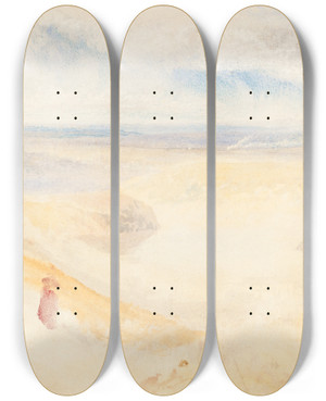 Triptych art skateboard deck of Joseph Mallord William Turner A Yorkshire River by Joseph Mallord William Turner (1775-1851)
