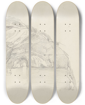 Triptych art skateboard deck of Carl Morgenstern The Blue Grotto by Carl Morgenstern (1811-1893)