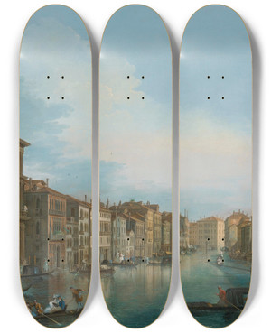 Triptych art skateboard deck of Giuseppe Bernardino Bison View Of The Grand Canal From The Palazzo Grimani by Giuseppe Bernardino Bison (1762-1844)