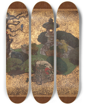 Triptych art skateboard deck of Emil Orlik Japanischer Garten by Emil Orlik (1870-1932)