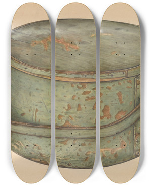 Triptych art skateboard deck of Erwin Stenzel Sugar Pail With Cover by Erwin Stenzel