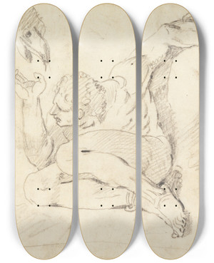 Triptych art skateboard deck of Prince Hoare Prometheus by Prince Hoare