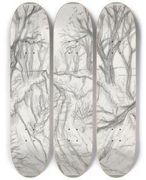 Triptych art skateboard deck of Marian Kopf Parw by Marian Kopf (1926-2019)