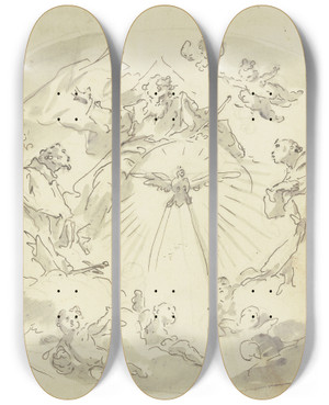 Triptych art skateboard deck of Gaspare Diziani Die Heiligen Franziskus Und Antonius Vor Gottvater by Gaspare Diziani (1689-1767)