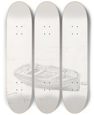 Triptych art skateboard deck of Adolph Tidemand Bt P Stranden Borkum by Adolph Tidemand (1814-1876)