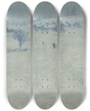 Triptych art skateboard deck of Vasily Vereshchagin Winter Landscape by Vasily Vereshchagin (1842-1904)