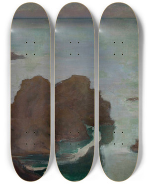 Triptych art skateboard deck of Wadysaw Lewiski Rocky Isle by Wadysaw lewiski (1854-1918)