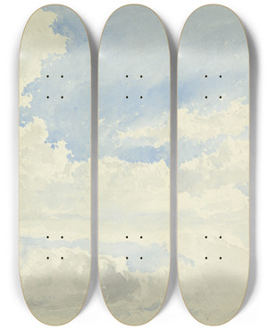 Triptych art skateboard deck of Aaron Edwin Penley Cloud Study by Aaron Edwin Penley (1806-1870)