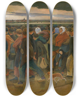 Triptych art skateboard deck of Eugne Laermans Last Eyesight by Eugene Laermans (1864-1940)