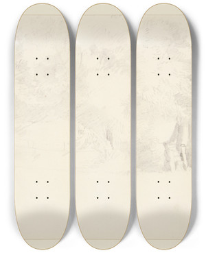 Triptych art skateboard deck of Truman Seymour Trees by Truman Seymour (1824-1891)