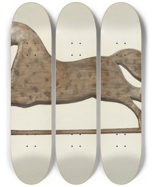 Triptych art skateboard deck of Helen D Bashian Weather Vane by Helen D Bashian