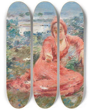 Triptych art skateboard deck of Theodore Robinson Moyenage by Theodore Robinson (1852-1896)