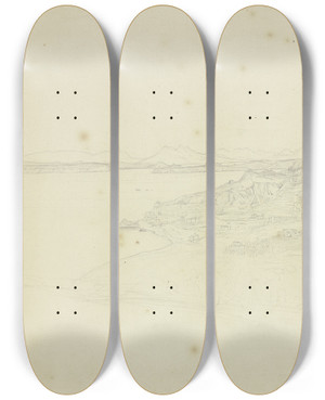 Triptych art skateboard deck of Johannes Thomas Ischia by Johannes Thomas (1793-1863)