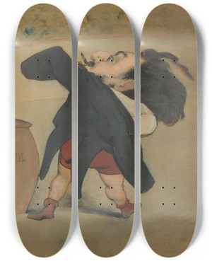 Triptych art skateboard deck of Andr Gill Gambetta Belleville by Andre Gill (1840-1885)