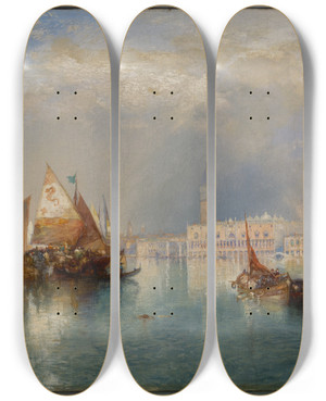 Triptych art skateboard deck of Thomas Moran Venice_1 by Thomas Moran (1837-1926) Triptych art skateboard deck of Thomas Moran Venice_1 by Thomas Moran (1837-1926)