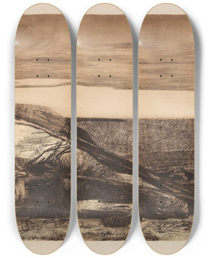 Triptych art skateboard deck of Kthe Kollwitz Die Pflger by Kthe Kollwitz (1867-1945)
