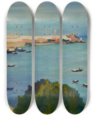 Triptych art skateboard deck of Albert Marquet La Casbah Des Oudaa by Albert Marquet (1875-1947)