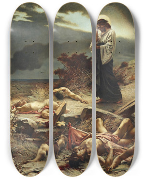Triptych art skateboard deck of Henri Camille Danger Love One Another by Henri Camille Danger (1857-1937)