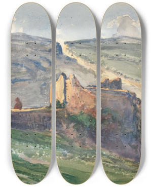 Triptych art skateboard deck of Barbara Bodichon Sketchbook_1 by Barbara Bodichon (1827-1891)
