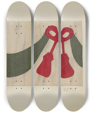 Triptych art skateboard deck of Charlotte Angus Valance For Tester by Charlotte Angus (1911-1989)