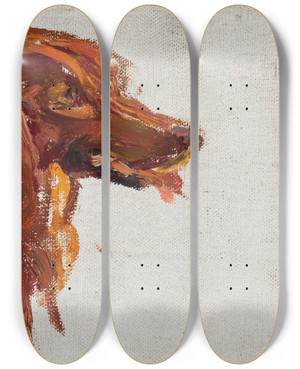 Triptych art skateboard deck of Jan Cigliski Study Of The Head Of The Dog Of Prince Golitsyn Maryino by Jan Ciaglinski (1858-1913)