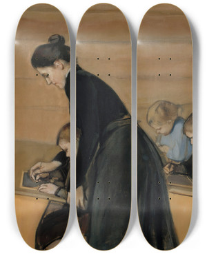 Triptych art skateboard deck of Magnus Enckell Elementary School by Magnus Enckell (1870-1925)
