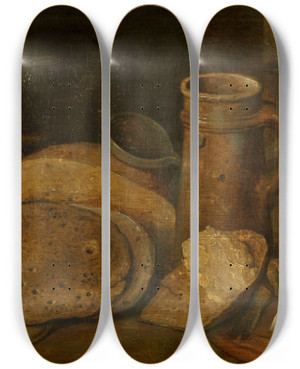 Triptych art skateboard deck of Hieronymus Francken Ii Still Life by Hieronymus Francken Ii (1578-1623)