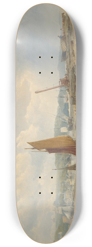 Edward Duncan - A Town on an Estuary at Low Tide 8.25 inch art skate deck