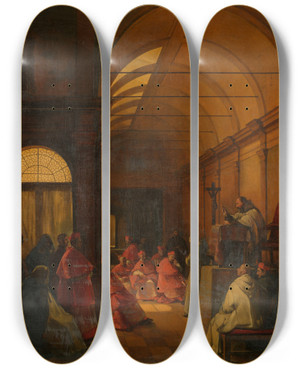 Triptych art skateboard deck of Franoismarius Granet Before The Conclave by Franois-Marius Granet (1775-1849)