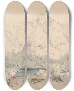 Triptych art skateboard deck of Jan Nowopack Lake Laudach Ii by Jan Nowopacky