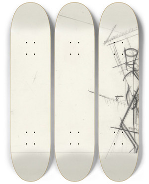 Triptych art skateboard deck of Bernard Boutet De Monvel Luc Surprised By A Painting By Jean Metzinger by Bernard Boutet De Monvel (1881-1949)