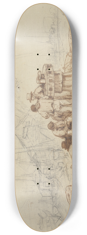 Edward Duncan - Study of Fishermen and Gear 8.25 inch art skate deck