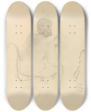 Triptych art skateboard deck of Gustav Wentzel Figure Studies by Gustav Wentzel (1859-1927)