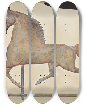 Triptych art skateboard deck of David Ramage Horse Weather Vane by David Ramage
