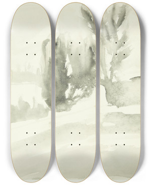 Triptych art skateboard deck of Claus Johansen Landskab Med Trer by Claus Johansen