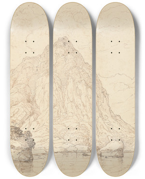 Triptych art skateboard deck of Thomas Hastings Eagles Nest Killarney by Thomas Hastings (1778-1854)
